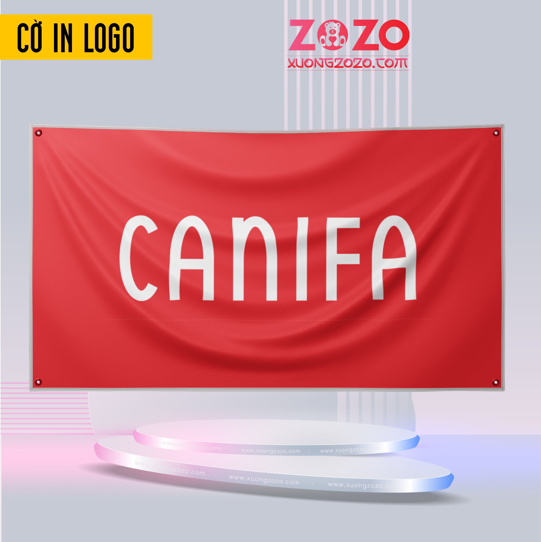 Cờ in logo hãng thời trang Canifa