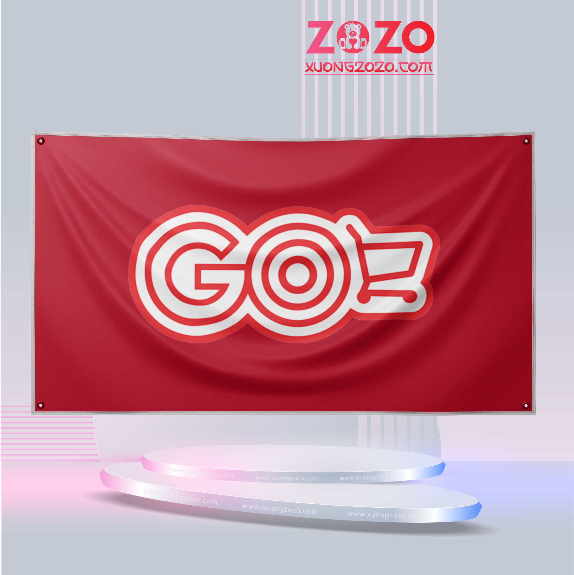 Cờ in logo siêu thị Go