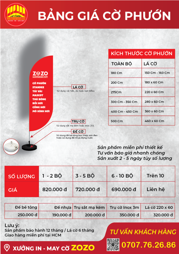 Báo Giá In Cờ Vải Theo Yêu Cầu Mới Nhất 18 BANG GIA CO PHUON